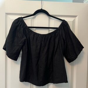 Reformation Black Puff Sleeve Blouse